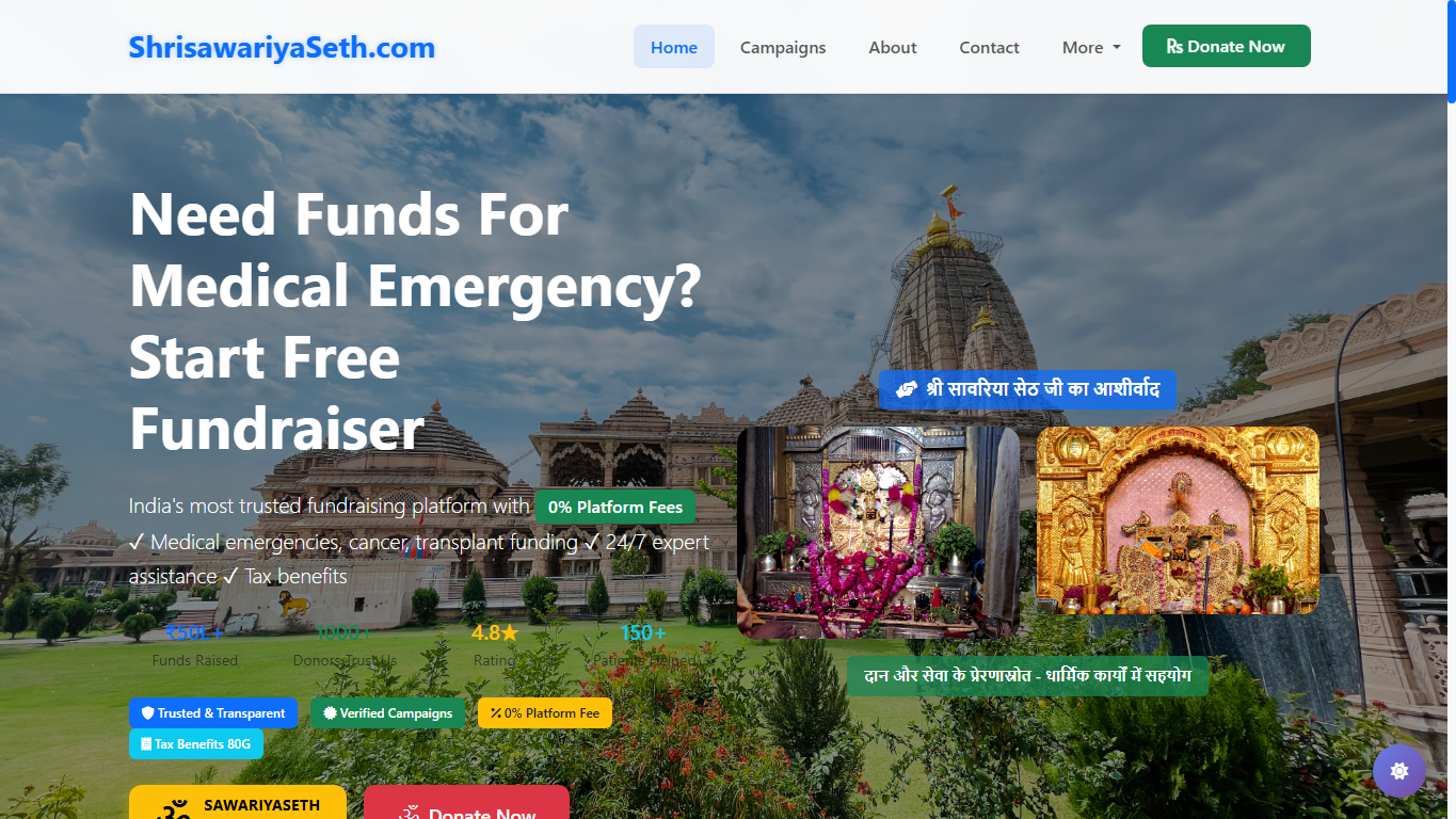 shrisawariyaseth.com पर दिख रही गैर-आधिकारिक वेबसाइट का screenshot